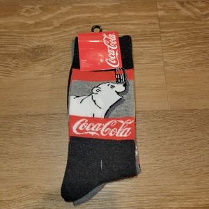 2 Pack Coca Cola Polar Bear Crew Socks Shoe Size 6.5 - 12 Adult New